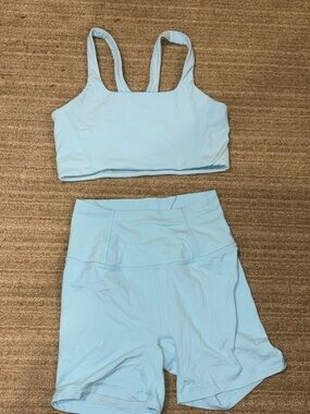 FP Movement by Free People Light Blue High-Waist Bike Shorts